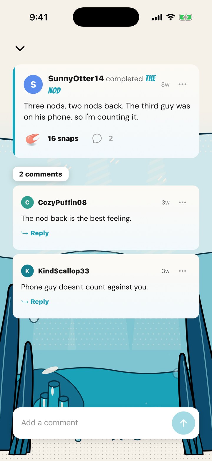 A post with 16 Snaps and two replies